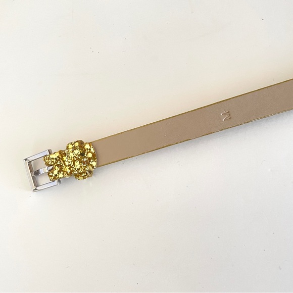 New Crewcuts J Crew Girls Leather Gold Glister Belt - Picture 3 of 5